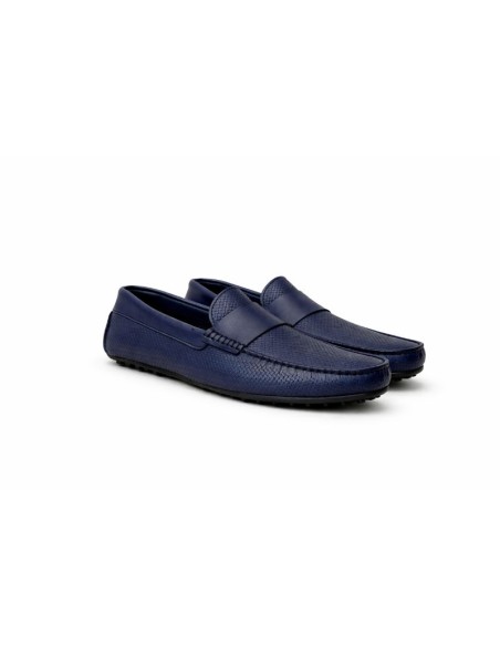 Blue leather moccasin
