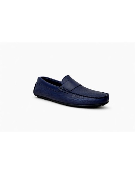 Blue leather moccasin