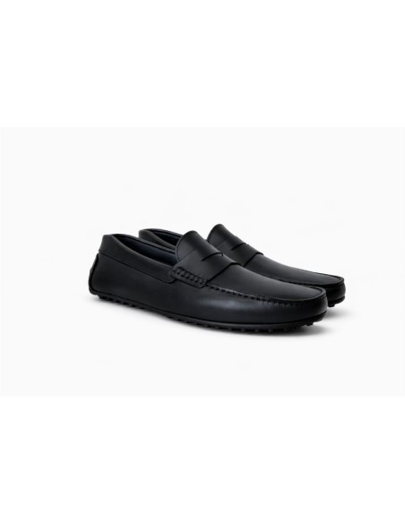 Black leather moccasin