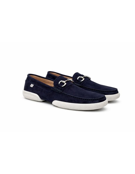 Blue suede moccasin