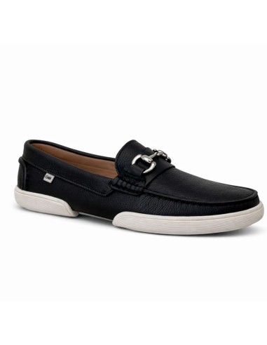 Black leather moccasin