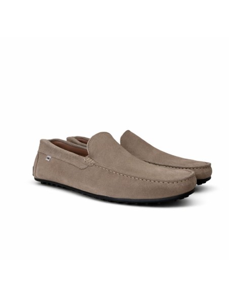 Mocasín de ante liso color beige
