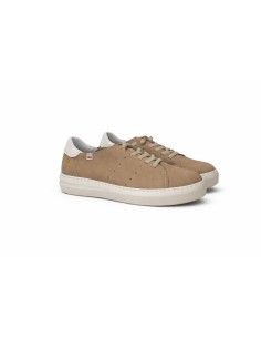 Sneakers de nobuck liso color beige