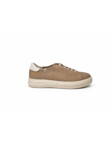 Sneakers de nobuck liso color beige