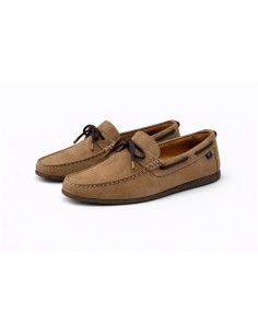 Mocasín de ante con cordón de piel color beige 2