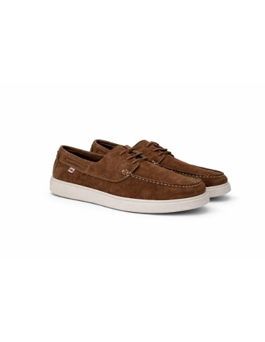 Brown suede boat shoe