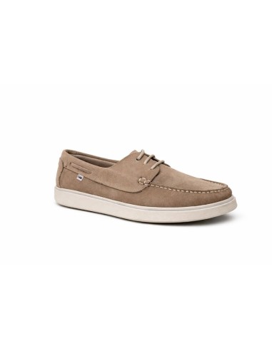 Beige suede boat shoe