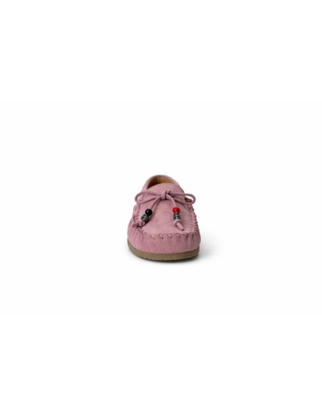Pink suede women's mocassins