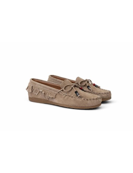 Beige suede women's mocassins