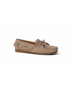 Beige suede women's moccasins 2