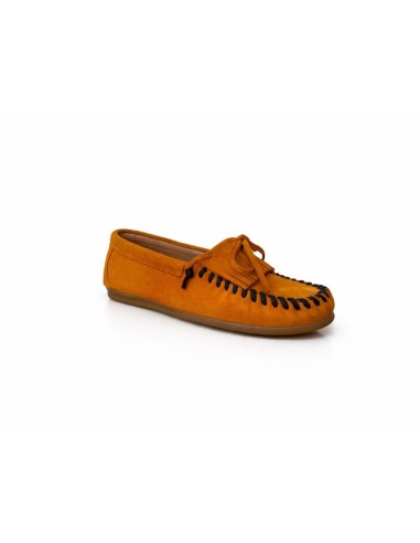 Mocasines de mujer de ante con flecos color naranja