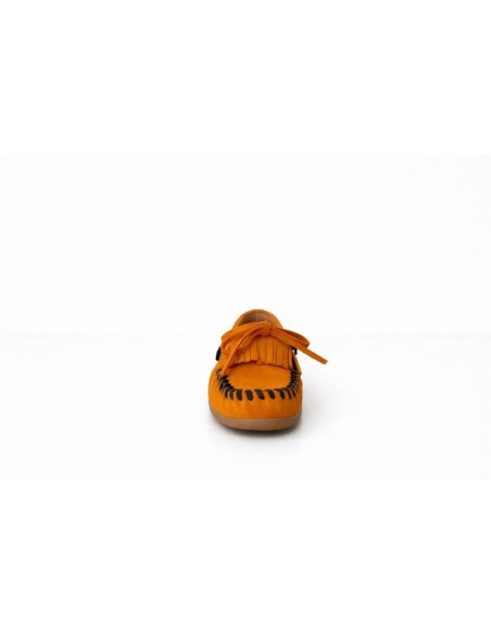 Orange suede women's moccasins