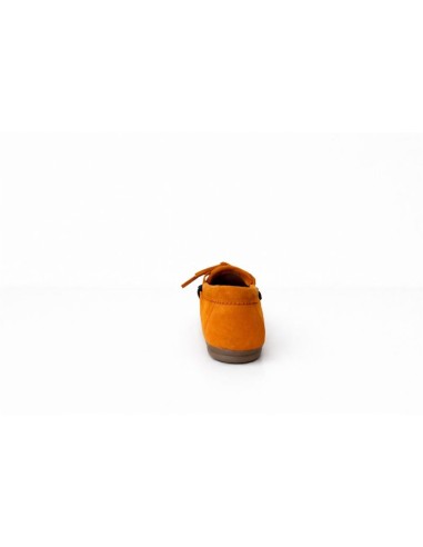 Orange suede women's moccasins