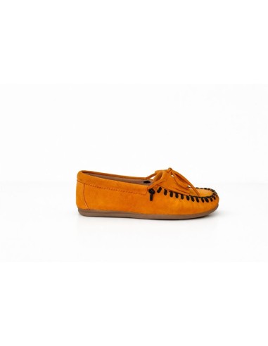 Orange suede women's mocassins