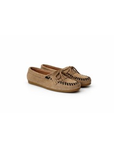 Beige suede women's moccasins