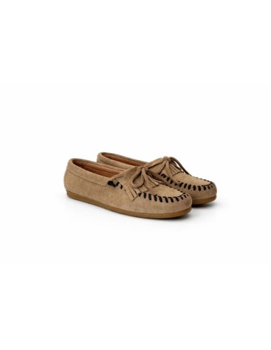 femmes mocassins suède beige W-MOFLI-TOPO