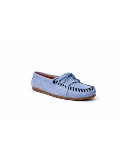 Blue suede women's moccasins 2