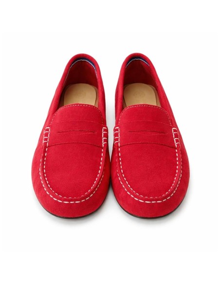 Red suede women's moccasins