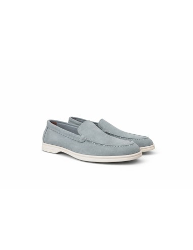 Blue suede women's moccasins