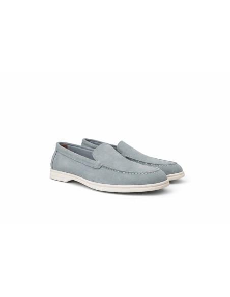 Mocasines de mujer de ante liso color azul