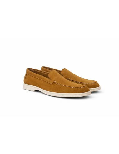 Mocasines de mujer de ante liso color cuero