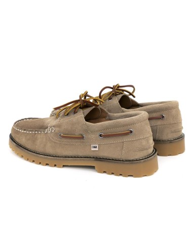 Beige suede boat shoe