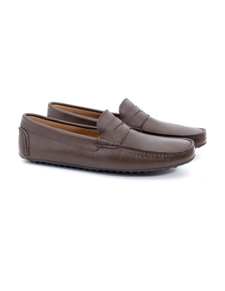 Brown leather moccasin