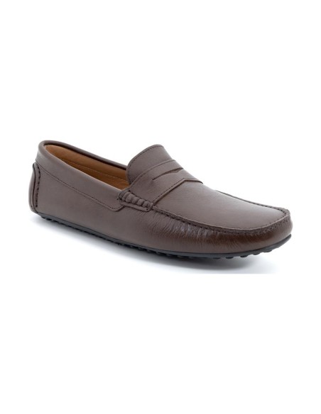 Mocasín de piel con antifaz color marrón