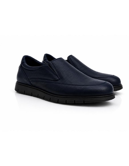 Blue leather moccasin
