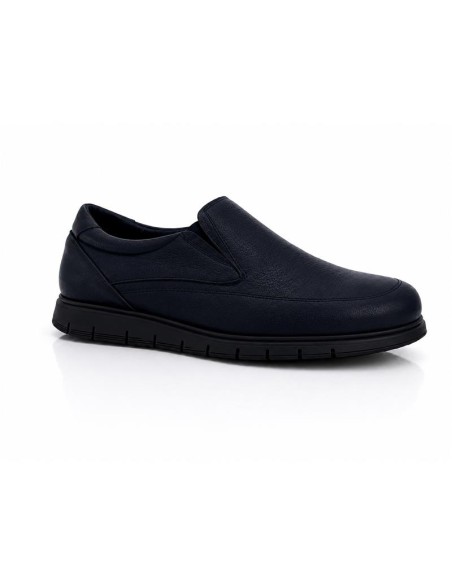 Blue leather moccasin