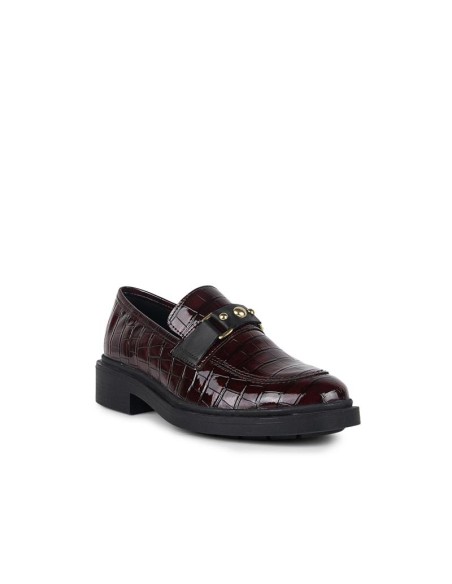femmes mocassins de peau Bordeaux W-BILAROC-BURGUNDY