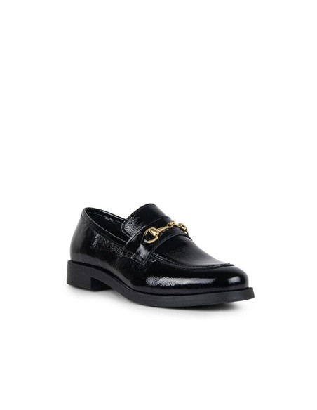 Black leather women's moccasins