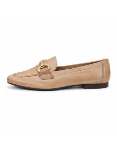 Beige leather women's moccasins