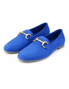 Mocasines de mujer de ante con antifaz color azul 2
