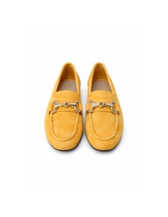 Orange suede women's moccasins 2