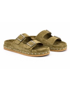 Green suede women's sandals 2