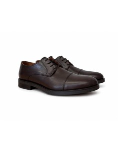 Derby de piel con costura color marrón