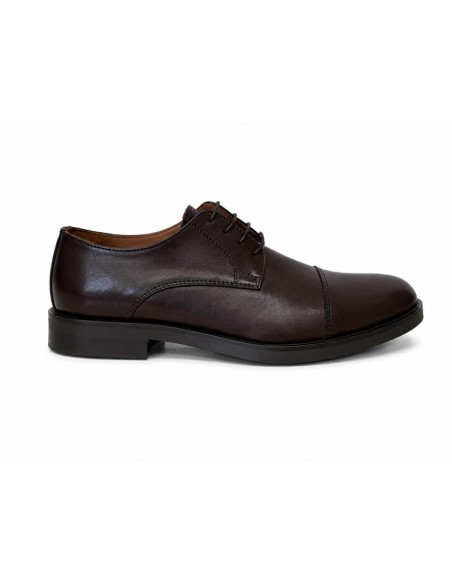 Derby de piel con costura color marrón