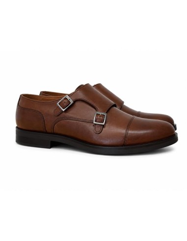 chaussure avec boucle de peau marron CORVIN-BROWN