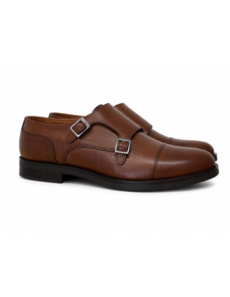 chaussure avec boucle de peau marron CORVIN-BROWN