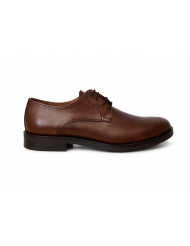 Derby de piel con costura color marrón
