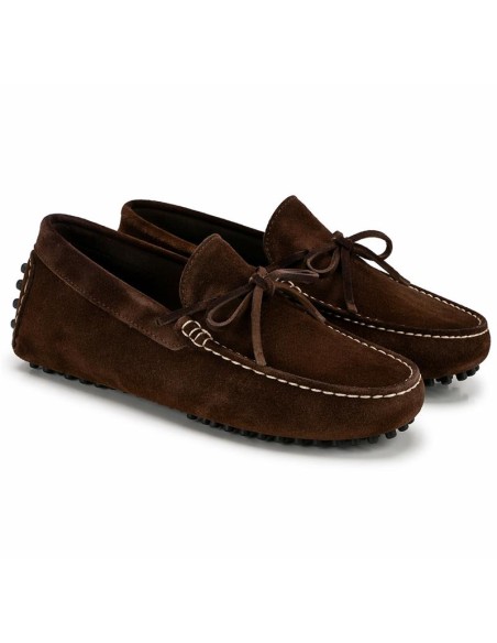 Mocasín de ante con lazo color marrón