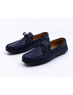 Mocasín de piel de nudo color azul 2