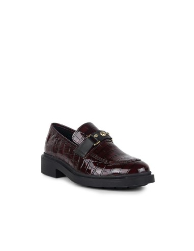 Burgundy leather women's moccasins