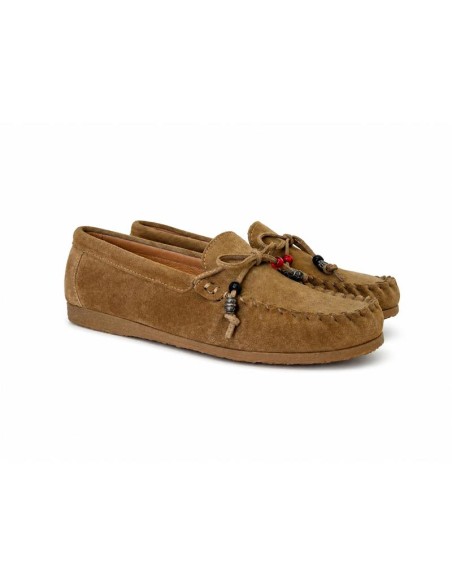 Light Brown leather women's moccasins