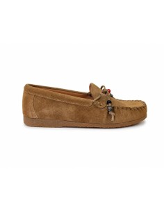 Mocasines de mujer de piel con remaches color cuero 2