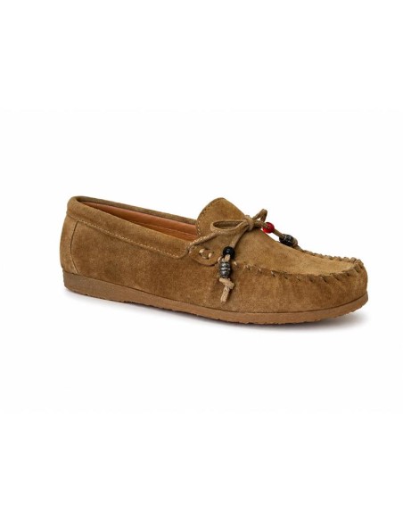 Mocasines de mujer de piel con remaches color cuero