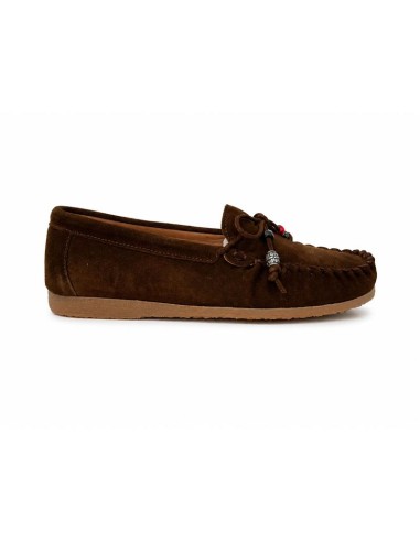 Brown leather women's moccasins