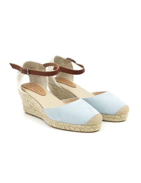 Blue suede espadrilles for women