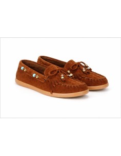 Brown suede women's moccasins 2
